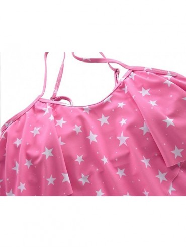 Sets Women's High Waisted Two Piece Swimsuit Flounce Bikini Set Ruffle Bathing Suits - Pink Stars - CO19EYQ56E4 $28.07