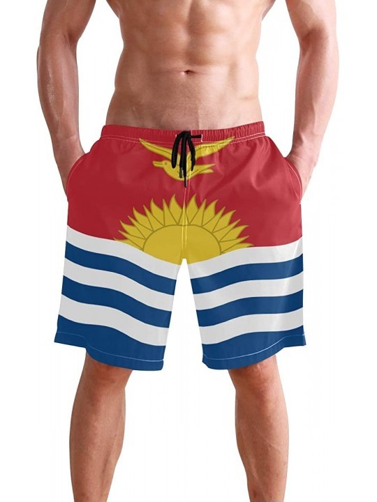 Trunks LGBT Pride Rainbow Flag Men's Swim Trunks Beach Shorts with Pockets - Kiribati Flag - CP18Q67GD2K $25.98