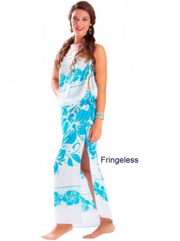 Cover-Ups Womens Hibiscus Flower Swimsuit Sarong in Your Choice of Color - Blissful Sea Baby Blue/White - C7112BV4KEF $19.72