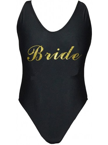 One-Pieces Squad Swim Bachelorette Swimsuit Bride Bathing Suit One Piece Bachelorette Bathing Suits - Bride-black-gd - CE18E7...
