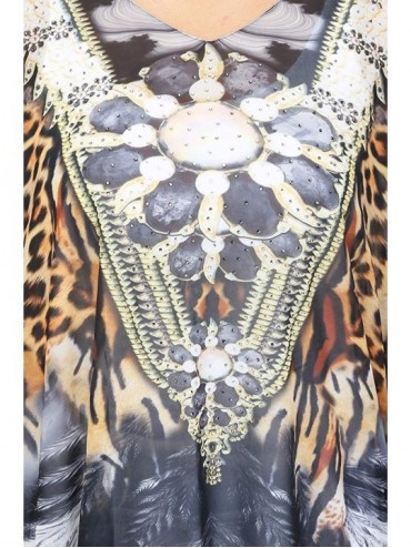 Cover-Ups Short Kaftan for Women Designer Caftan Tunic Top Mini Party Dress Luxury Beachwear Cover Up - Black 7044 - C8195ET5...