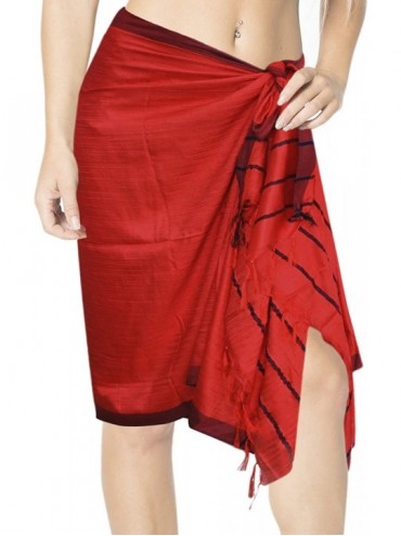 Cover-Ups Women's Sarong Swimsuit Cover Up Summer Beach Wrap Skirt Solid Plain - Spooky Red_j857 - CM12O5J4A6C $16.16