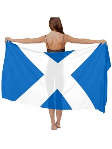 Cover-Ups Women Chiffon Scarf Shawl Wrap Sunscreen Beach Swimsuit Bikini Cover Up - Scottish Flag - CV1908OLQHZ $43.25