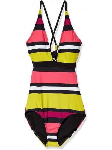 One-Pieces Women's Over The Shoulder One Piece Swimsuit - Pacific Stripe - CF18ZRIIMHA $13.41