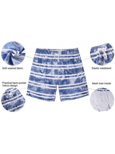 Trunks Men's Swim Trunks Retro Soft Washed Drawstring Workout Shorts Men - Blue-285 - C018YD7ELKD $17.15
