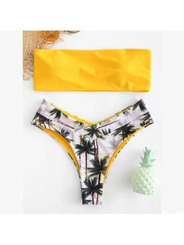 Sets Bandeau Swimwear Women Push up Swimsuit Female Cactus Print Micro Bikini 2019 Sexy Bathing Suit Beach Bathers 669 2 - C9...