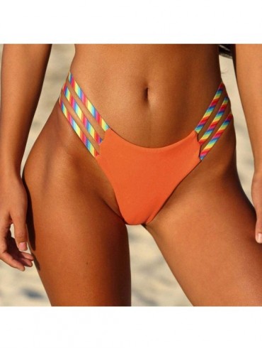Sets Women's Sexy Triangle Halter Push Up Padded Bikini Set Swimwear High Waisted Two Piece Swimsuits Bathing Suit Orange - C...