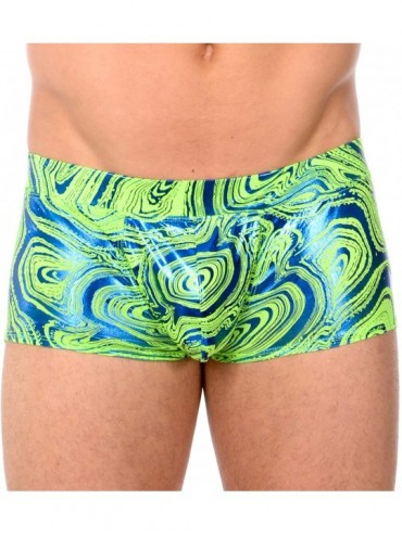 Racing Mens New Printed Hot Body Boxer Swimsuit - Lime Lava - C318IIDT2CQ $18.75
