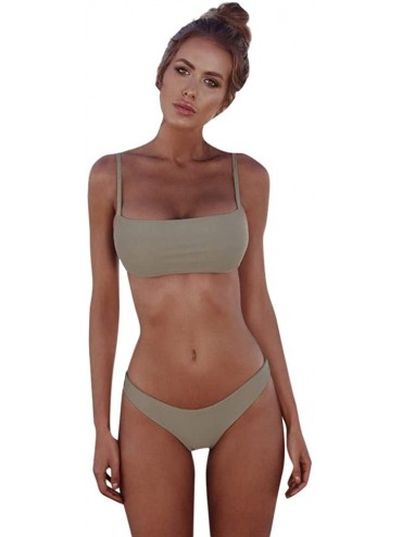Board Shorts Women's Swimwear Bandeau Bandage Bikini Set Push-ups Brazilian Swimwear Beachwear Swimwear - Light Green - CX18T...