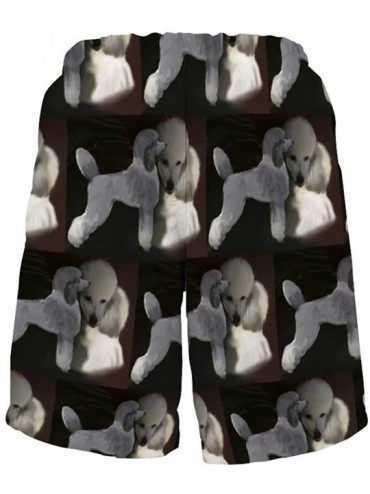Board Shorts Men's Fashion Quick Dry Swim Trunks- Mesh Lining Board Shorts Swimwear - Poodles in Grey White - CY19044C062 $27.17