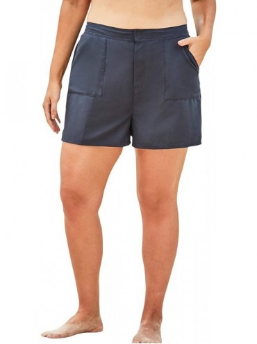 Bottoms Women's Plus Size Cargo Swim Shorts with Side Slits - Navy (2215) - CY196XES6K2 $34.37