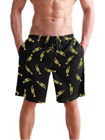 Racing Men's Swim Trunks Tropical Beach with Palm Tree Quick Dry Beach Board Shorts with Pockets - Trumpet - CD18OL8IWGM $51.48