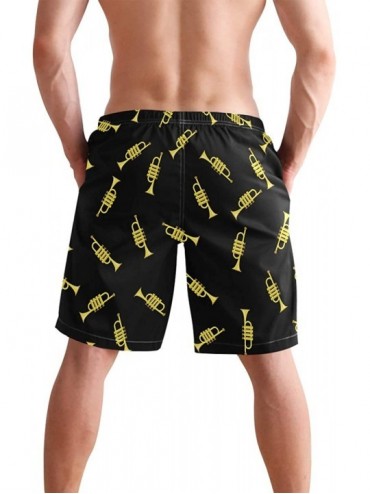 Racing Men's Swim Trunks Tropical Beach with Palm Tree Quick Dry Beach Board Shorts with Pockets - Trumpet - CD18OL8IWGM $22.35