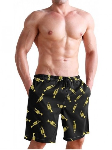 Racing Men's Swim Trunks Tropical Beach with Palm Tree Quick Dry Beach Board Shorts with Pockets - Trumpet - CD18OL8IWGM $22.35