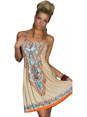 Cover-Ups Women's Fashion Beach Wear Tube Top Summer Bikini Swimsuit Cover Up Dress - Khaki - CF12D9OAX33 $33.25
