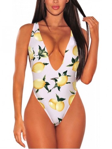 One-Pieces Women's Sexy Deep V Neck One Piece Bathing Suit Backless Monokini - Dark Green - CC18SKSO450 $42.10