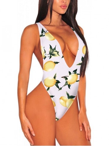 One-Pieces Women's Sexy Deep V Neck One Piece Bathing Suit Backless Monokini - Dark Green - CC18SKSO450 $21.53