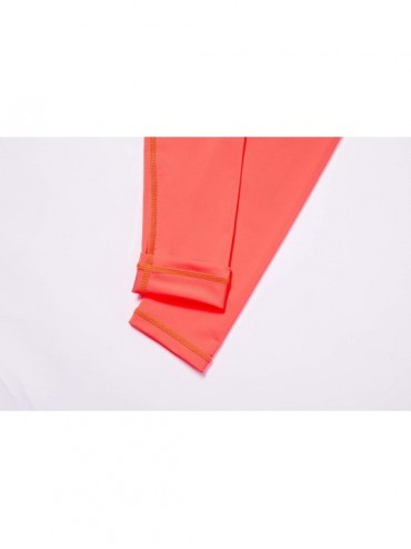Rash Guards Womens Swim Shirt Long Sleeve Rash Guard UPF 50+ UV Sun Protection Outdoor Performance Surf Top - Long Orange - C...