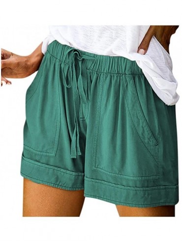 Board Shorts Casual Womens Short Pants Drawstring Splice Elastic Waist Pocketed Loose Shorts - Mint Green - C6199RD25Y8 $39.00