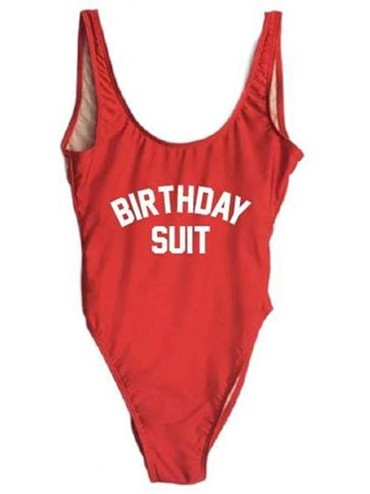 One-Pieces Women's Backless One Piece Swimsuits - Birthdaysuit-red-wh - C418NMHKDO6 $16.88