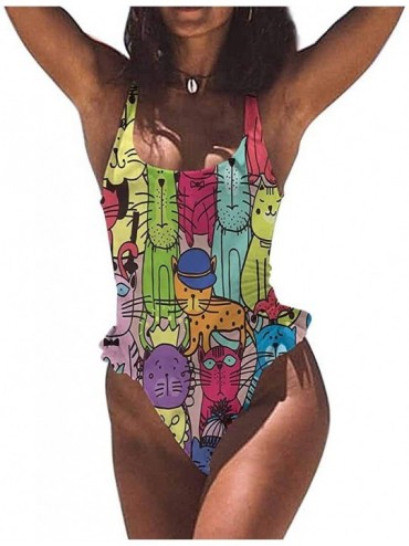 Bottoms One Piece Swimsuit Cartoon- Childish Design Animals for Sunbathing at The Pool - Multi 03-one-piece Swimsuit - C019E7...
