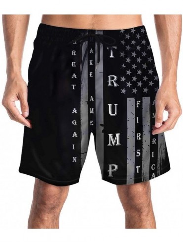 Board Shorts Men Summer Trump Vintage USA Flag Quick Dry Volleyball Beach Shorts Board Shorts - CF18GRO6H43 $42.89