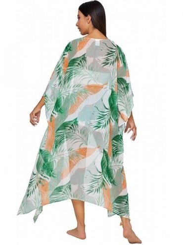 Cover-Ups Women's Flowy Kimono Cardigan Open Front Maxi Dress - Beige - C818A8ZKH54 $22.70