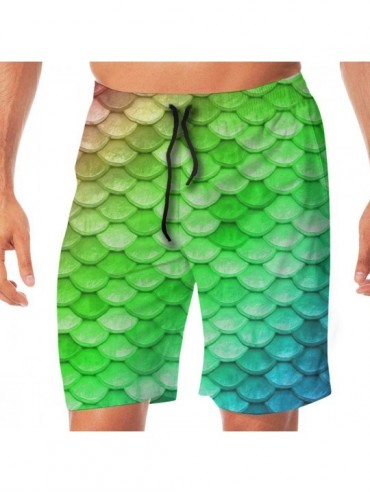 Trunks Mens Casual Beach Shorts Swim Trunks Quick Dry Half Pants - Colorful Rainbow Mermaid Scales Green - CC19CDRR6DH $44.60
