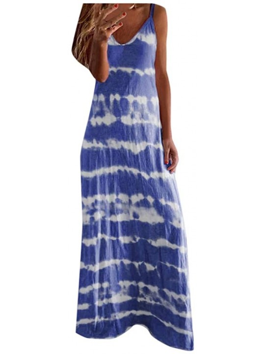 Cover-Ups Women's Tank Maxi Dress Summer Casual Bohemian Spaghetti Strap Sleeveless Printed Long Maxi Dress Beach Sundress - ...