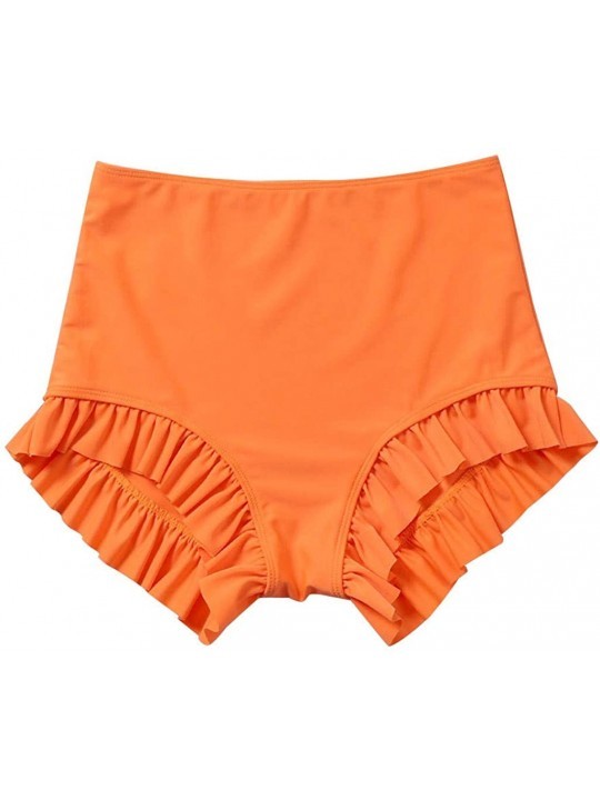 Bottoms Women's Swim Shorts Ruffle Bikini Tankini Bottom Ruched Tummy Control Swimsuit Brief - Orange - CQ196IWUM43 $12.78