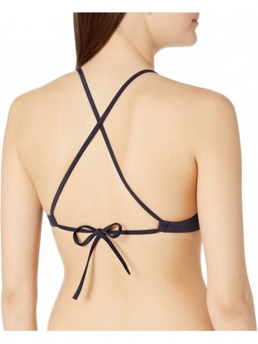 Tops Women's Solid Cross Back Bikini Top - Poseidon Blue - CN18EQXT723 $36.61