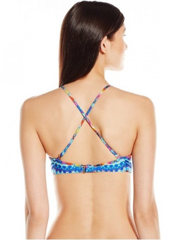 Tops Women's Tribal Beach Criss-Cross Back Bra Bikini Top - Multi - CC122ES7ASB $34.82