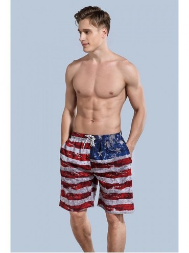 Board Shorts Men's Swim Trunks - Flag - CJ17YHDX5XM $19.13