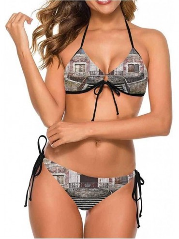 Bottoms Bikini Swimsuits with Tie-Side Cheeky Cobblestone Doorway to House - Multi 07 - C9190EANQ74 $42.08