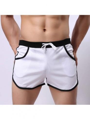 Trunks Mens Classic Solid Drawstring Baggy Comfy Shorts Outdoor Beach Breathable Swim Trunks Elastic Waist Gym Pants - White ...