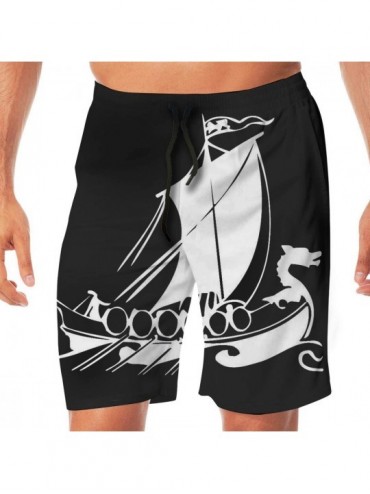 Board Shorts Men's Viking Ship Swim Trunks Drawstring Board Shorts Quick Dry No Mesh Lining - Color1 - CI18RGZ8LOQ $48.14