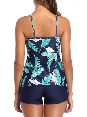 Sets Women Bikinis Set Flounce Printed Top Tankini Swimwear 2 Piece Swimsuit - B-blue - CT196OTACD7 $12.19