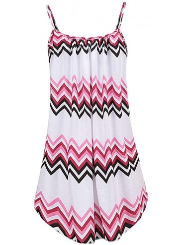 Cover-Ups Women's Boho Sleeveless Tank Dress Floral Spaghetti Strap Summer Beach Casual Loose Short Mini Swing Dresses 02 Whi...