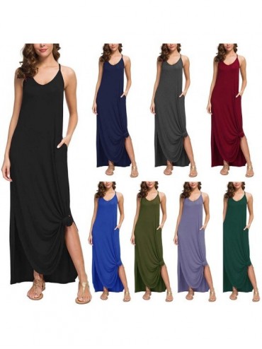 Cover-Ups Womens Summer Dress with Pocket Spaghetti Strap Loose Dress Beach Cover Up Casual Long Cami Maxi Dresses Royal Blue...