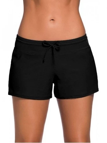 Bottoms Women's Swim Bottom Tankinis Swimwear Shorts Lace Hollow Quick Dry Beach - B-black2 - CB19024K004 $36.18
