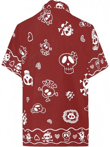Cover-Ups Men's Skull Theme Party Front Pocket Short Sleeve Hawaiian Shirt Women Casual Dress Maxi Kimono Cardigan Work from ...
