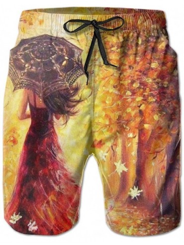 Trunks Ice Hot Wolf Mens Casual Boardshort Quick Dry Swimming Shorts - Beautiful Girl Oil Painting - CN197HAY82E $57.33