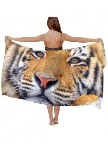 Cover-Ups Women Chiffon Scarf Summer Beach Wrap Skirt Swimwear Bikini Cover-up - Tiger King Face - C7190HKA943 $44.28