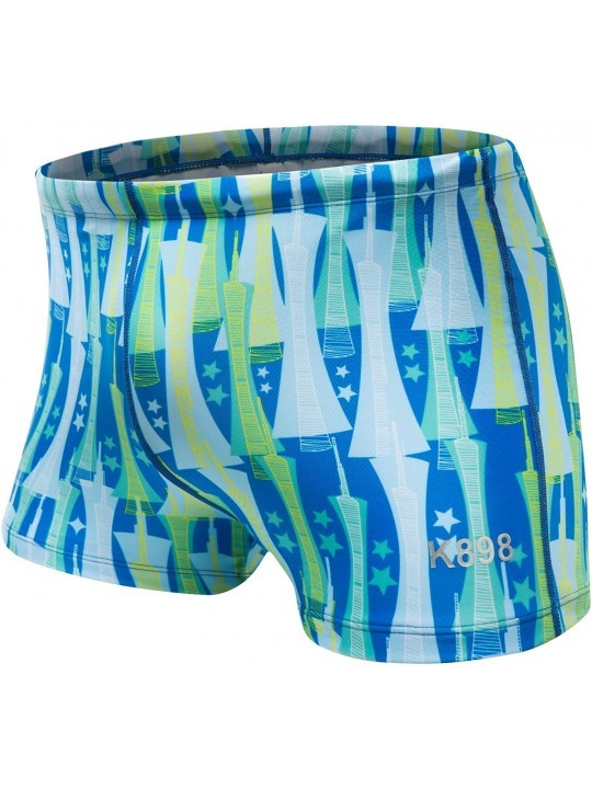 Racing Swim Boxer Briefs Short Swim Jammer Camo Racer Mens Square Leg Swimsuit - Urban Blue - CV190RHTHM6 $22.32