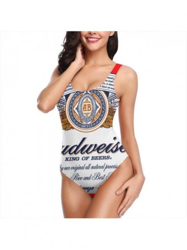One-Pieces Women's Budweiser Swimsuit High Cut Low Back One Piece Swimwear Bathing Suits - Budwise Beer6 - CO199UL42IY $46.07