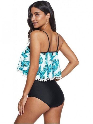 Tankinis Plus Size Two Piece Swimsuits Tankini Flounce Bikini Ruffle Swimdress Tassles Bathing Suits Tummy Control Swimwear -...