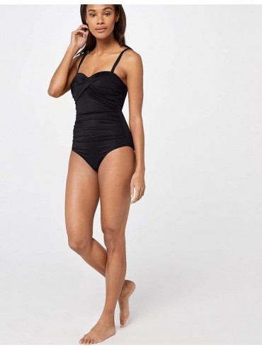 One-Pieces Women's Tummy Control Shaping Swimsuit - Black - CX18KGN65ZC $30.88