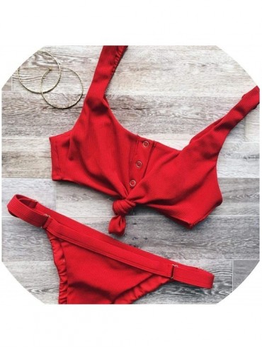 Racing Brazilian Bikini Push Up Bathing Suit Swimsuit - Red - CF18TU90UR4 $65.25