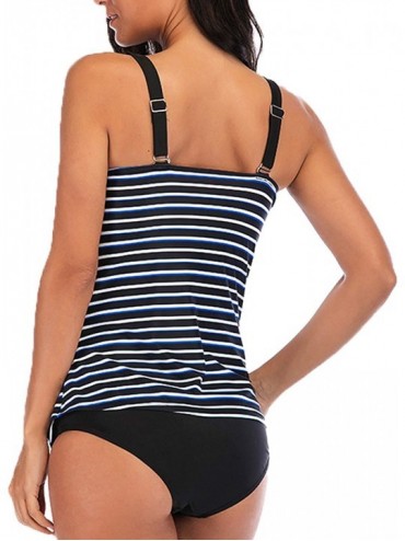 Tankinis Women Two Piece Maternity Swimsuit V Plunge Striped Modest Pregnancy Tankini - Striped - CS18SZWTOCW $17.67