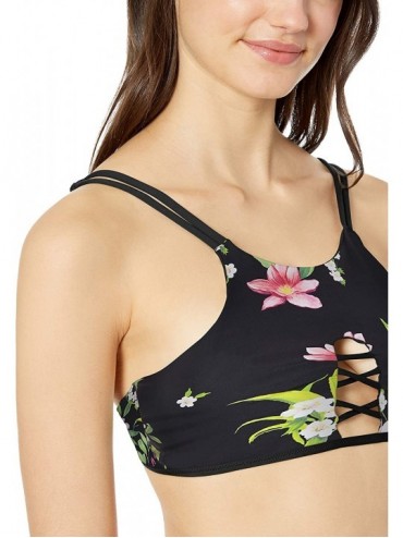 Sets Women's High Neck Bikini Swimsuit Two Piece Reversible Beachwear Set - Dandelion/ Black Trim - CG18N9EINLT $12.03